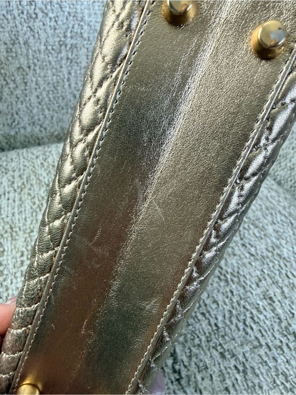 Vintage Bally Metallic Gold Quilted Leather Frame Bag 1980s-1990s - Picture 6 of 16
